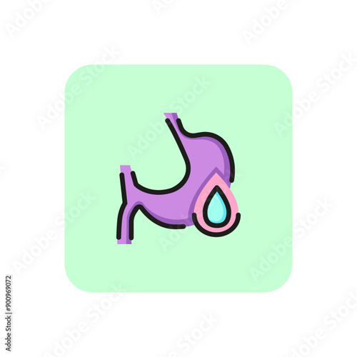 Human stomach and drop line icon. Menstrual, problem, water. Pregnancy concept. Vector illustration can be used for topics like medicine, organ, disease