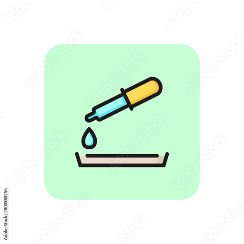 Laboratory diagnostics line icon. Petri dish, pipette, analysis. Research concept. Vector illustration can be used for topics like chemistry, science, medicine