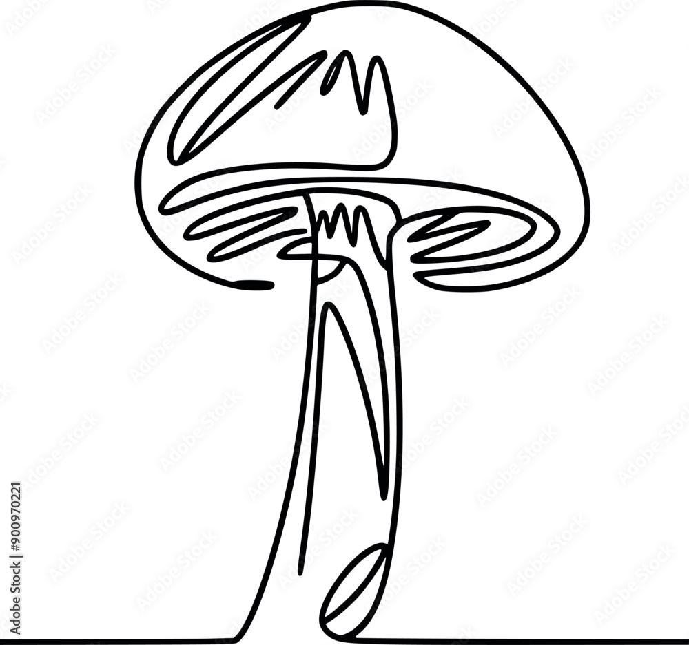 Continuous line art mushrooms isolated vector illustrations on white background generated by Ai Continuous line art mushrooms isolated vector illustrations on white background generated by Ai