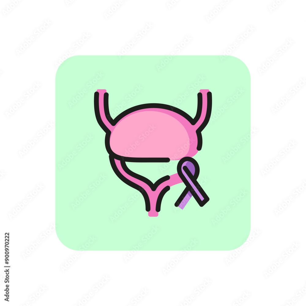 Urinary bladder cancer awareness line icon. Organ, anatomy, problem. Health concept. Vector illustration can be used for topics like diagnosis, oncology, healthcare Urinary bladder cancer awareness line icon. Organ, anatomy, problem. Health concept. Vector illustration can be used for topics like diagnosis, oncology, healthcare