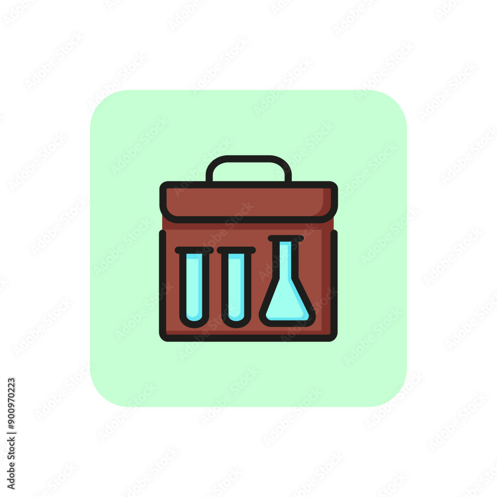 Test tubes in container line icon. Glass, flasks, case. Lab research concept. Can be used for topics like medical tests, genetic material, donation Test tubes in container line icon. Glass, flasks, case. Lab research concept. Can be used for topics like medical tests, genetic material, donation