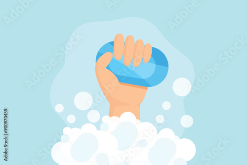 Washing hands concept. Colored flat vector illustration isolated.