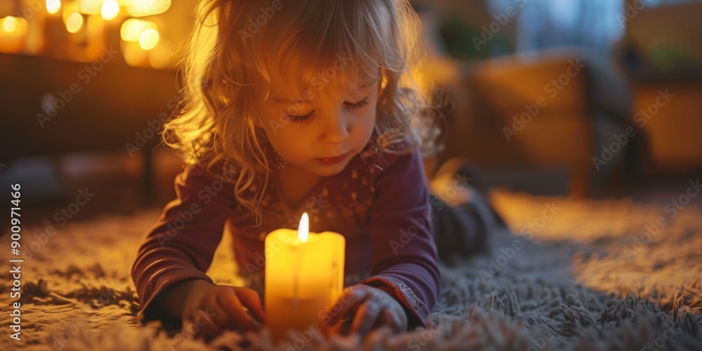 girl in the living room playing with candles girl in the living room playing with candles
