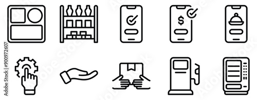 Customer Self Service Icon Set Efficient Line Style Collection for User Empowerment