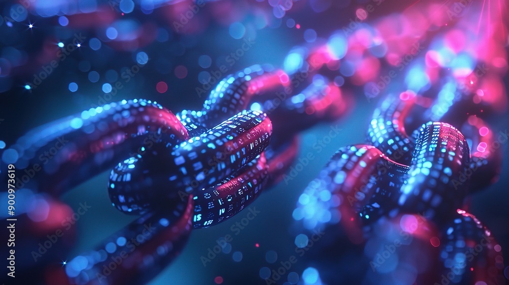 Cyberpunk Chain: A close-up, abstract, and stylized image of a silver chain with a futuristic, cyberpunk aesthetic. Cyberpunk Chain: A close-up, abstract, and stylized image of a silver chain with a futuristic, cyberpunk aesthetic.