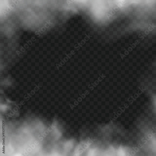 Dark smoky frame with transparent center, creating a dramatic effect. Vector illustration