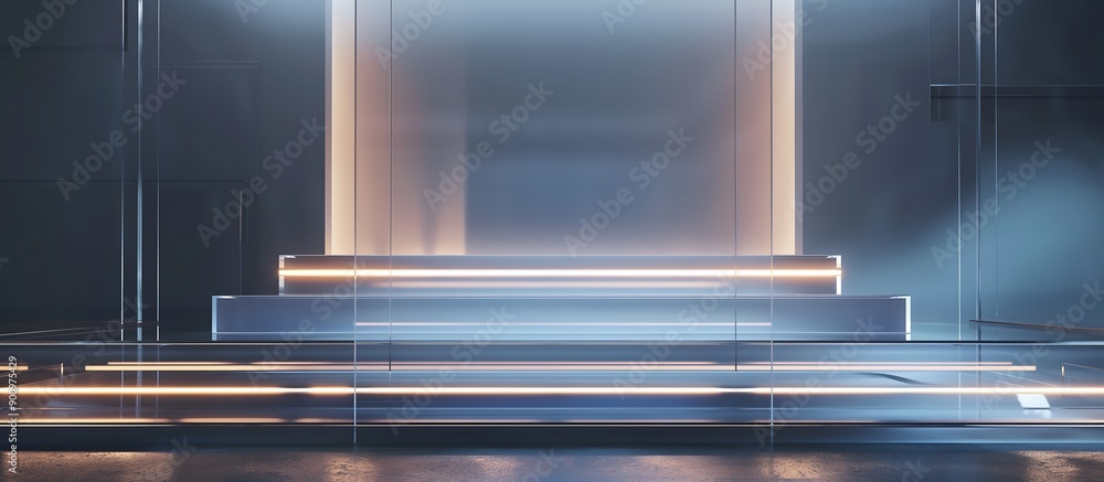 Obraz premium Concrete and Glass Hybrid A hybrid display combining rough concrete and smooth glass, offering a modern and industrial look.