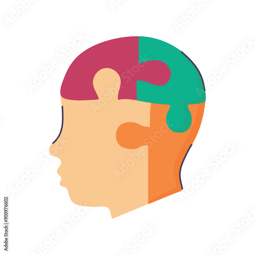 Autism head icon clipart avatar logtotype isolated vector illustration