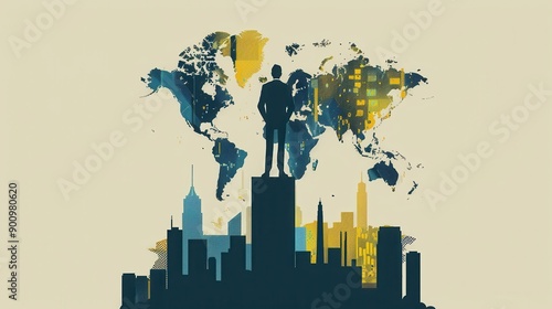 Wallpaper Mural A man stands on top of a building in front of a city skyline Torontodigital.ca