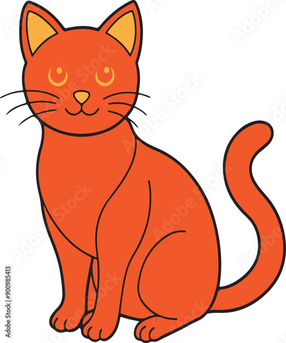 Colorful sitting cat vector art illustration with a white background photo