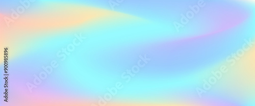 Unicorn pastel gradient. Vector holographic iridescent wallpaper. Horizontal unicorn fantasy fluid backdrop. Blurred neon hologram spectrum mash gradient. Holo rainbow pastel colors liquid background