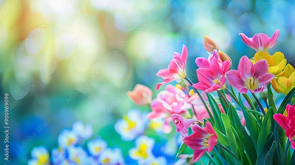 Nature background with spring flowers Selective and soft focus Close up : Generative AI Nature background with spring flowers Selective and soft focus Close up : Generative AI