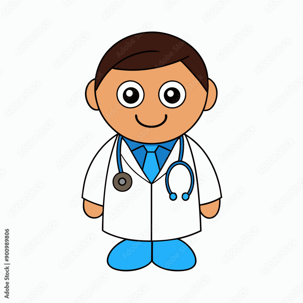 Happy young doctor cartoon isolated vector art Illustration Happy young doctor cartoon isolated vector art Illustration
