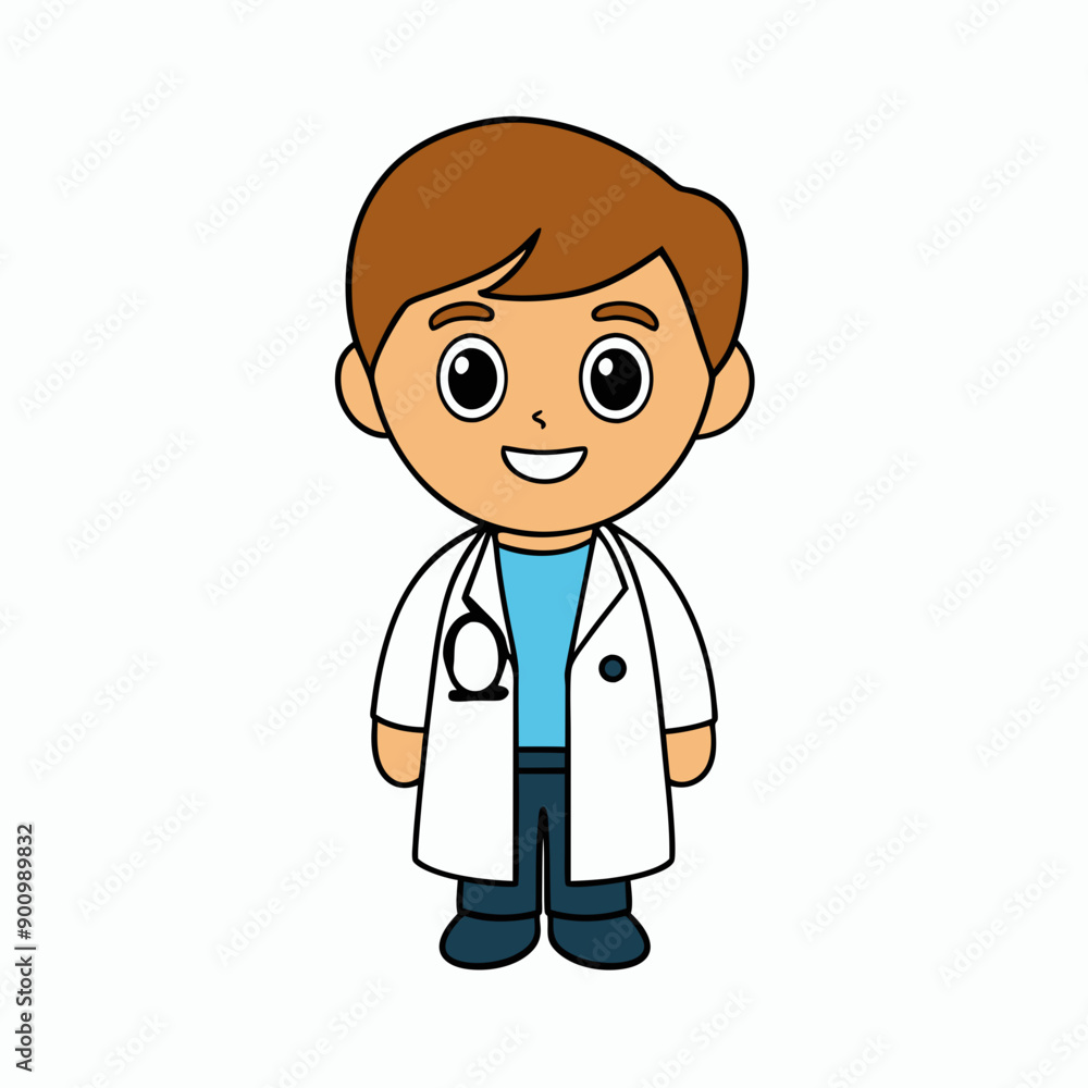 Happy young doctor cartoon isolated vector art Illustration Happy young doctor cartoon isolated vector art Illustration
