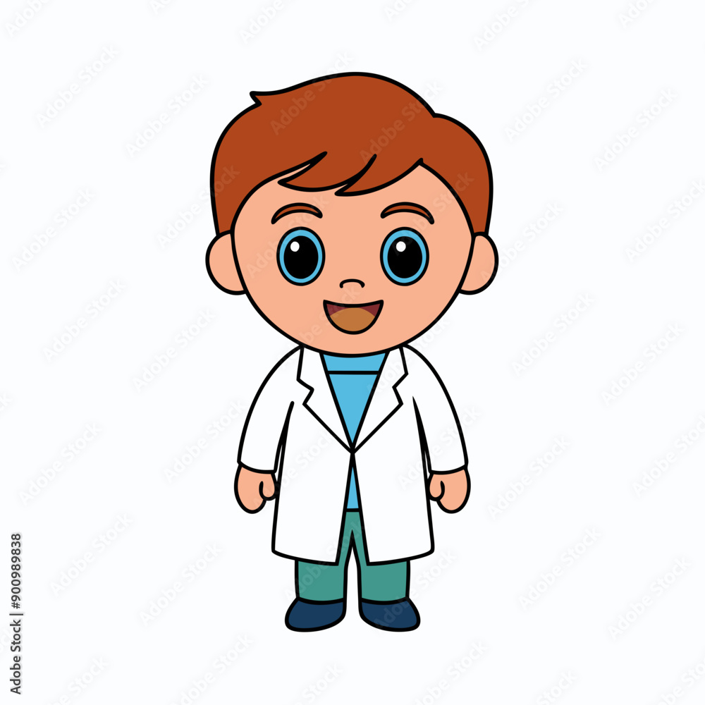 Happy young doctor cartoon isolated vector art Illustration Happy young doctor cartoon isolated vector art Illustration