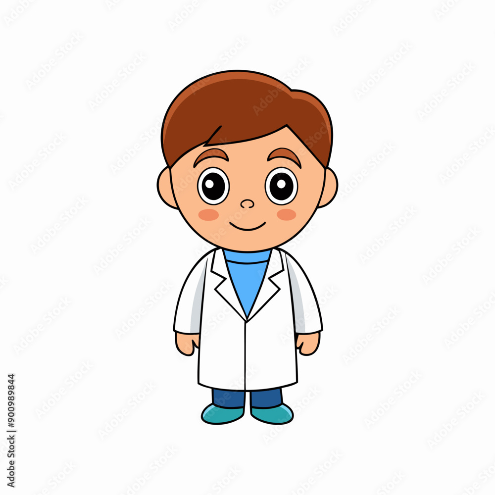 Happy young doctor cartoon isolated vector art Illustration Happy young doctor cartoon isolated vector art Illustration