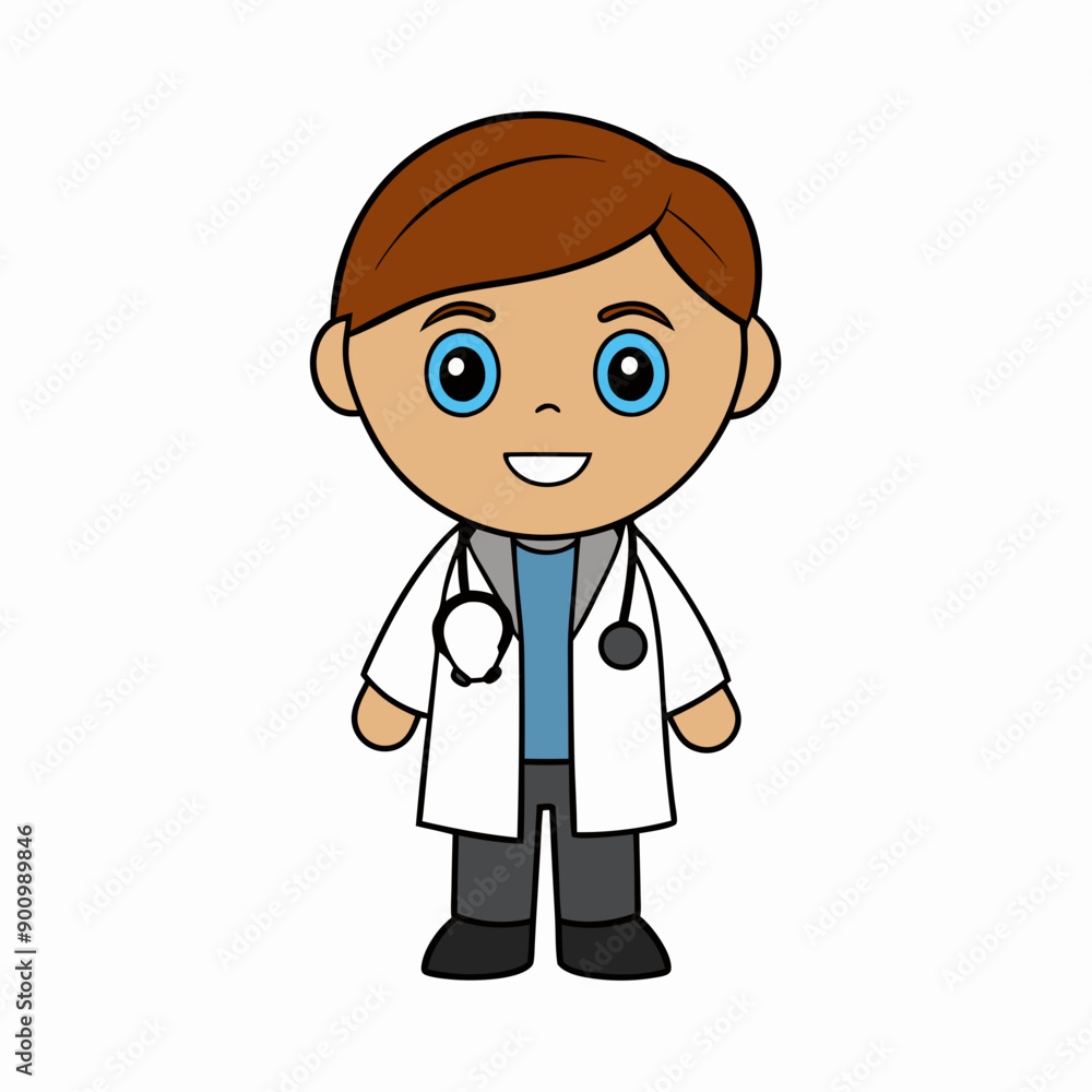 Happy young doctor cartoon isolated vector art Illustration Happy young doctor cartoon isolated vector art Illustration