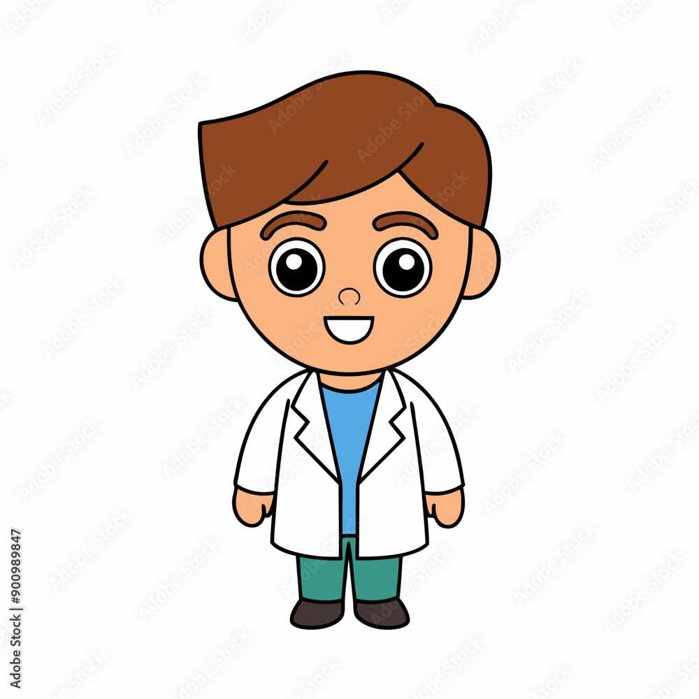 Happy young doctor cartoon isolated vector art Illustration Happy young doctor cartoon isolated vector art Illustration