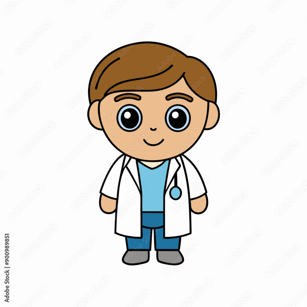 Happy young doctor cartoon isolated vector art Illustration Happy young doctor cartoon isolated vector art Illustration
