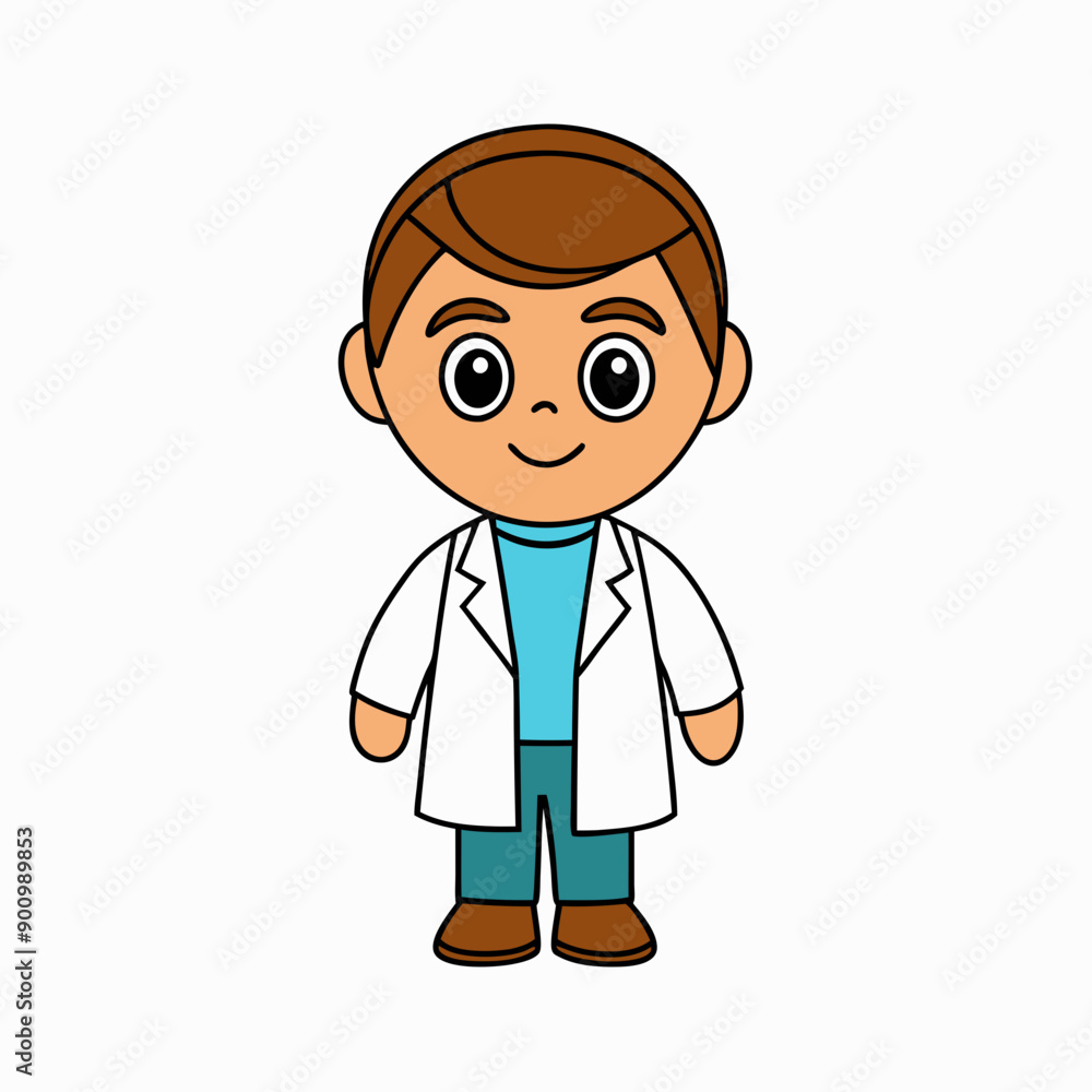 Happy young doctor cartoon isolated vector art Illustration Happy young doctor cartoon isolated vector art Illustration