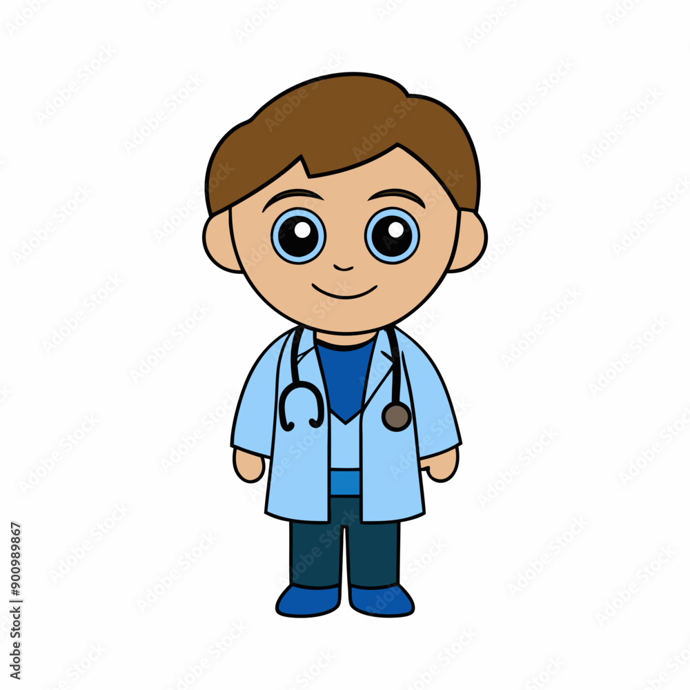 Happy young doctor cartoon isolated vector art Illustration Happy young doctor cartoon isolated vector art Illustration