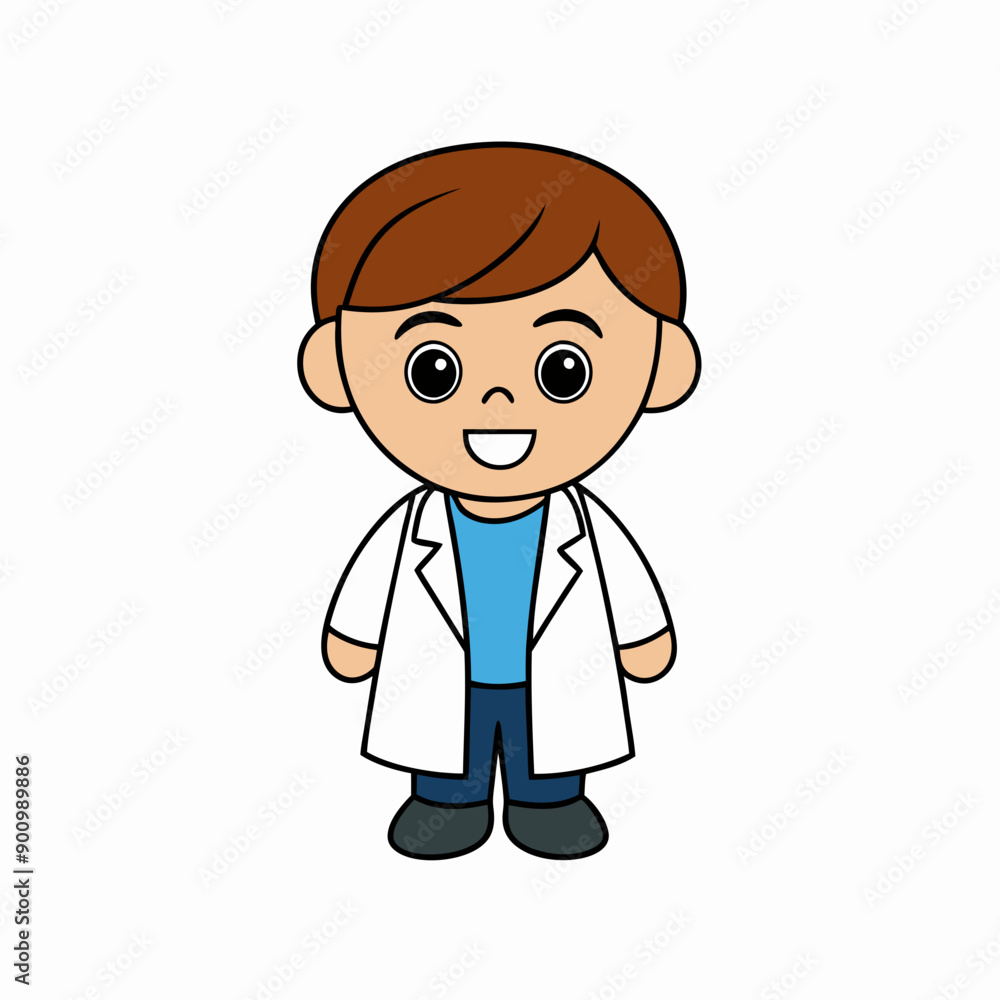 Happy young doctor cartoon isolated vector art Illustration Happy young doctor cartoon isolated vector art Illustration