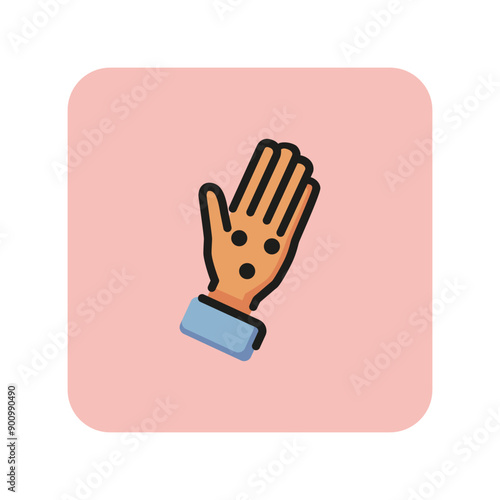 Allergic rash on hand line icon. Eczema, viral disease, chickenpox. Allergy concept. Vector illustration can be used for topics like healthcare, disease, dermatology