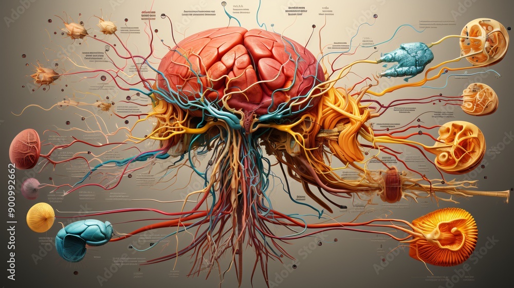 Photo A detailed illustration of the human brain's lobes and their ...