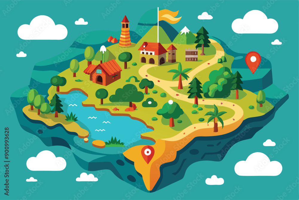 Obraz premium Country Map Highlighting Regions and displaying its regions major cities geographical features