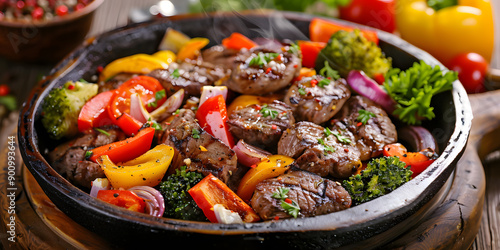 Sizzling Skillet with Steak and Vegetables