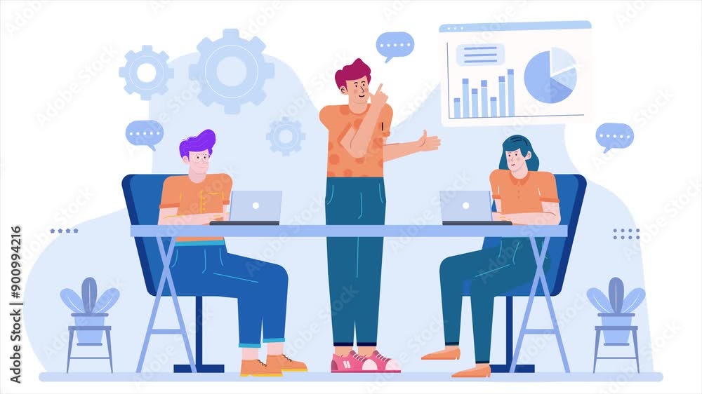 teamwork hard working and coordination isolated illustration business animated video teamwork hard working and coordination isolated illustration business animated video