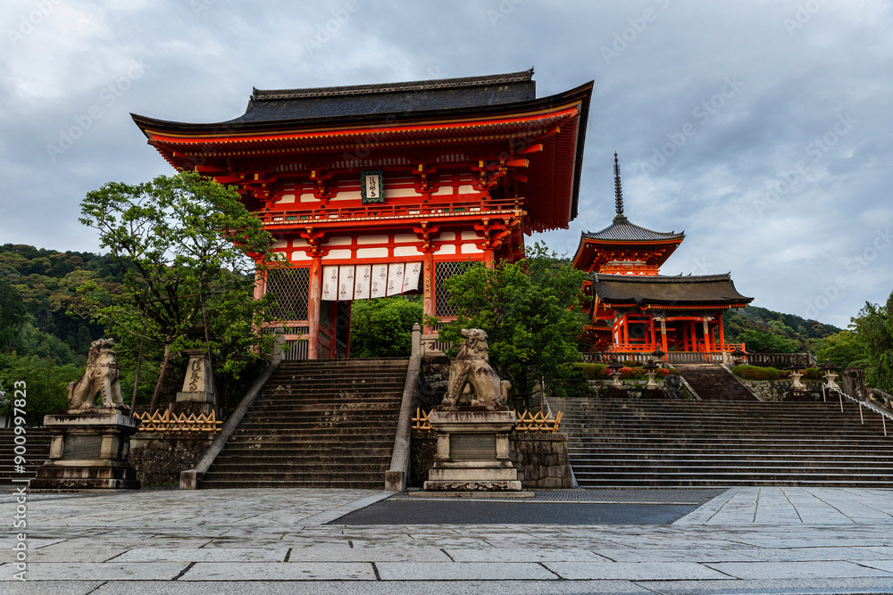 Japanese tradition temple scene after rain, Kiyomizu dera temple in kyoto, travel and tourism Japanese tradition temple scene after rain, Kiyomizu dera temple in kyoto, travel and tourism