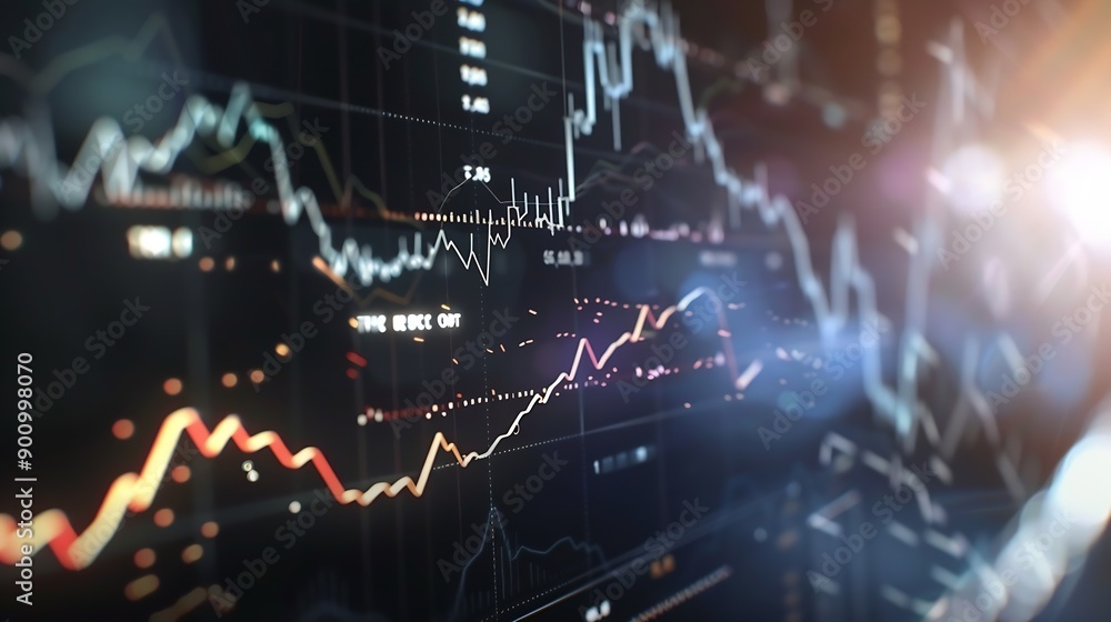 Stock market finance business economy trend graph digital technology : Generative AI Stock market finance business economy trend graph digital technology : Generative AI