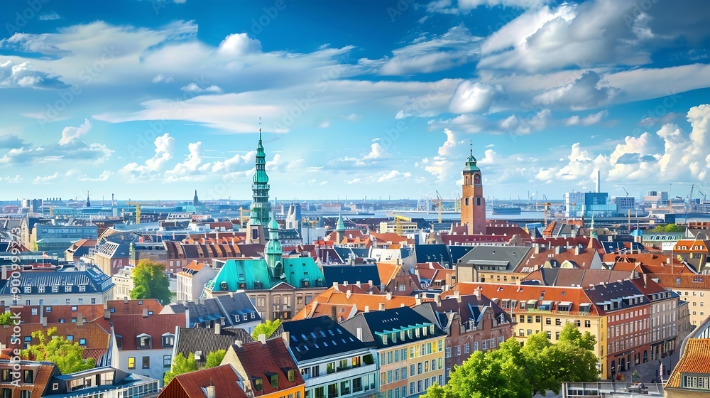 Obraz premium Copenhagen downtown city skyline cityscape of Denmark : Generative AI