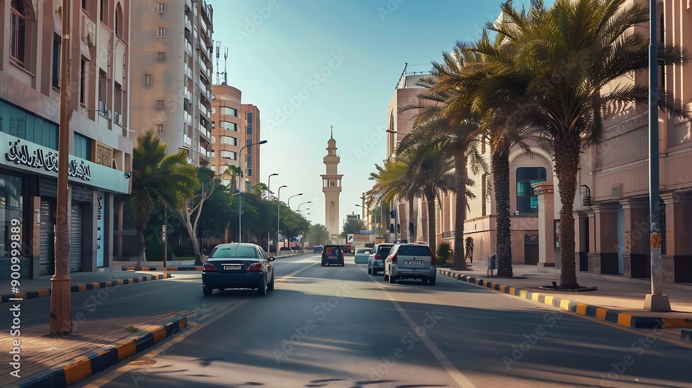 Jeddah downtown central district street Saudi Arabia : Generative AI Jeddah downtown central district street Saudi Arabia : Generative AI