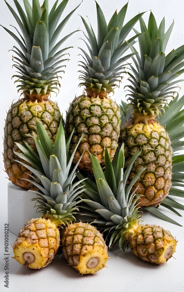 Fresh Pineapples on White Background Fresh Pineapples on White Background