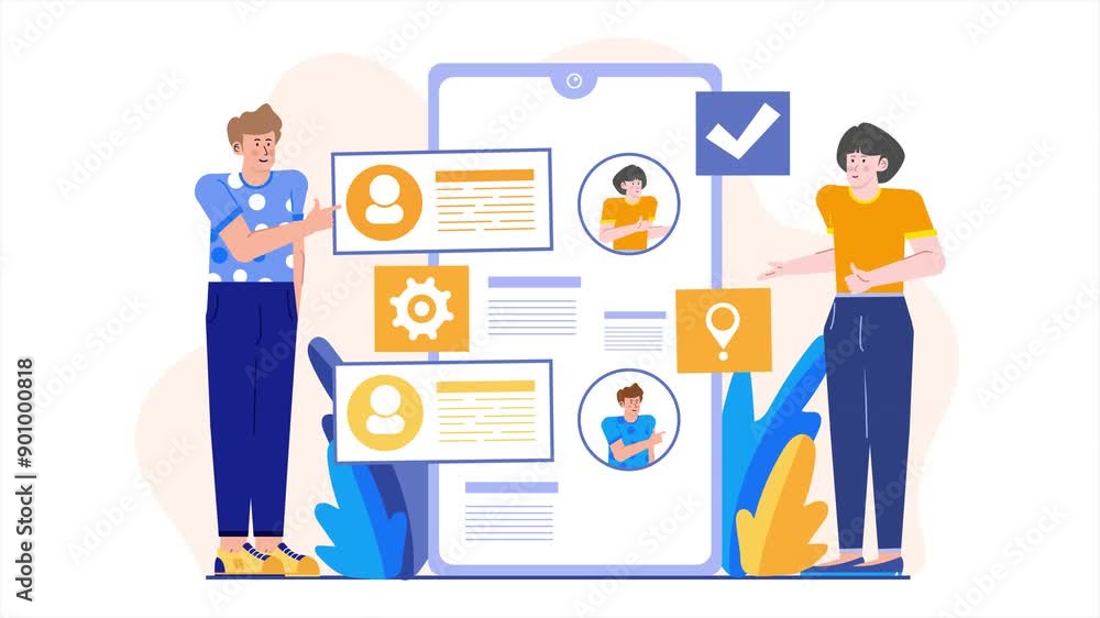 human resource development team review recruitment document illustration business animated video human resource development team review recruitment document illustration business animated video