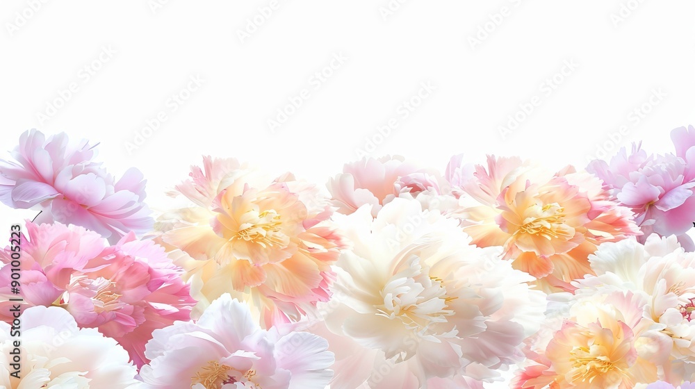 Colorful Peonies on White Background Colorful Peonies on White Background