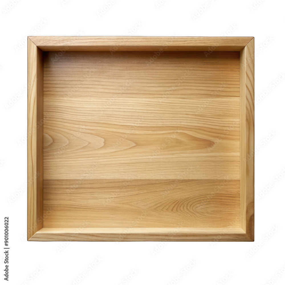 Empty wooden tray top view isolated on transparent background Empty wooden tray top view isolated on transparent background
