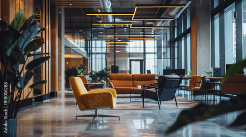 Modern office interior with comfortable armchair