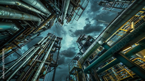 Complex industrial maze under a brooding sky : Generative AI