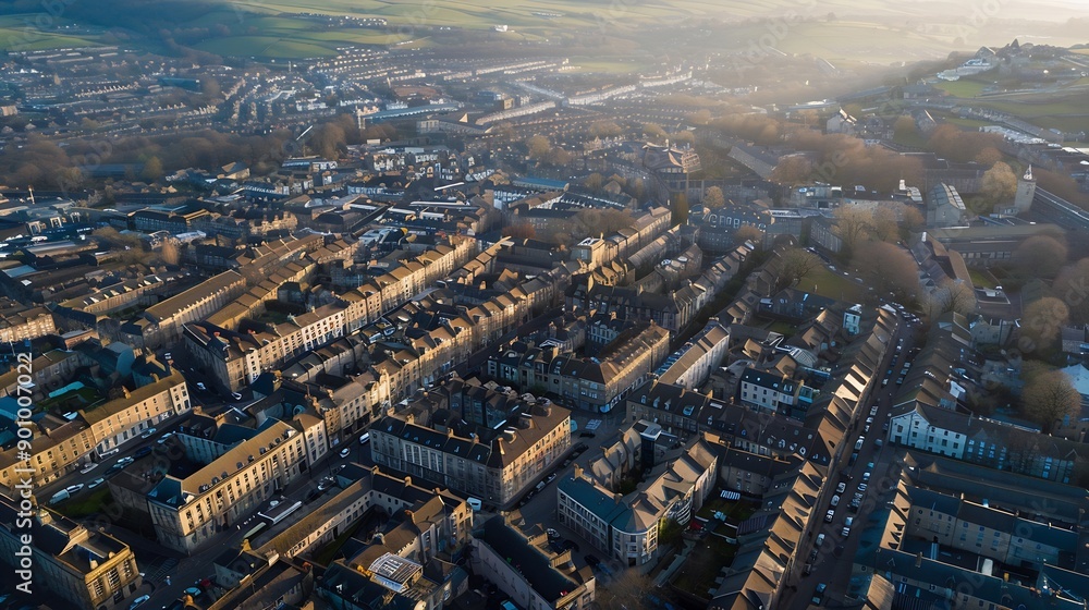 Obraz premium The amazing aerial view of Bath North East Somerset unitary area in the county of Somerset UK England daytime : Generative AI