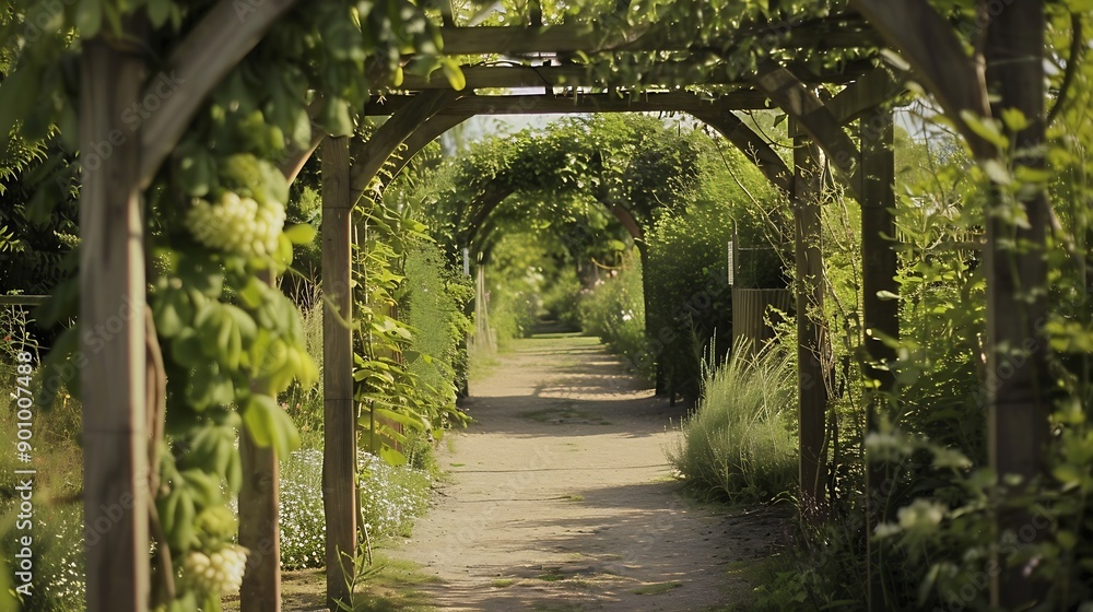 Obraz premium Natural garden arbor in an allotment garden : Generative AI