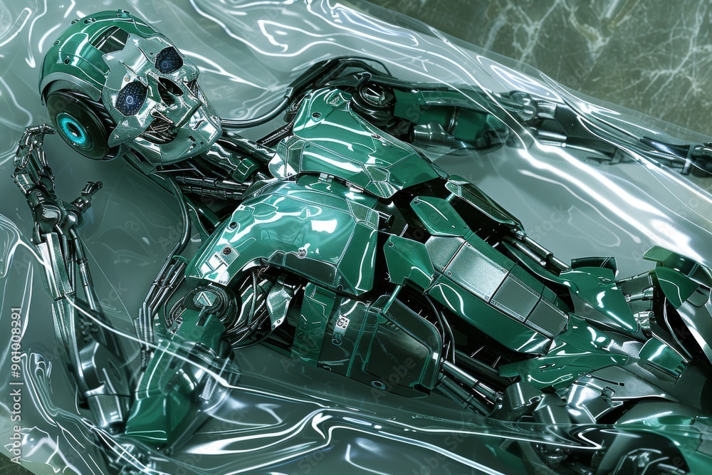 Fototapeta premium Robotic Components in a Plastic Bag Representing Futuristic Technology and Engineering