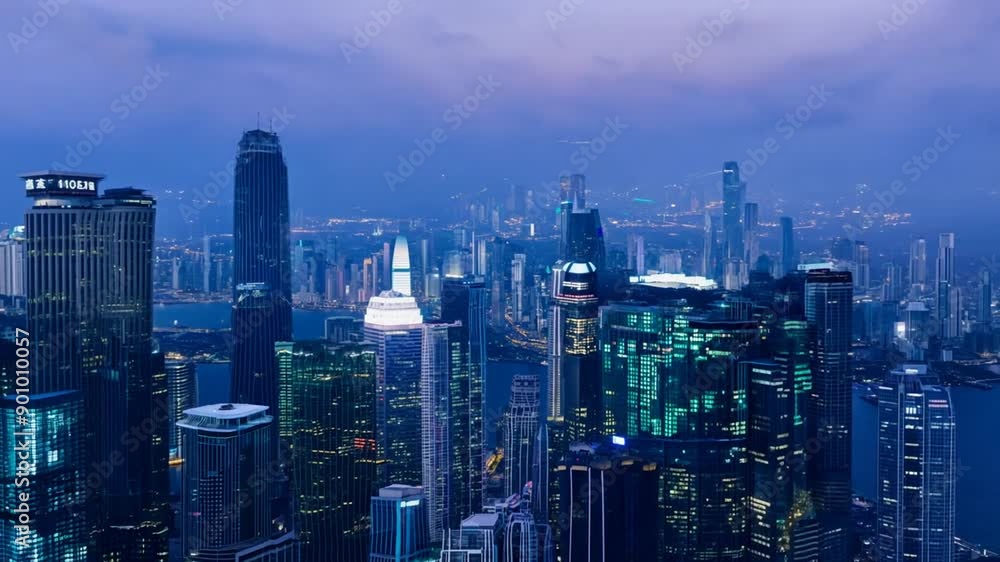 Asian Illuminated Skyline Overlooking the Harbor Generative AI Asian Illuminated Skyline Overlooking the Harbor Generative AI