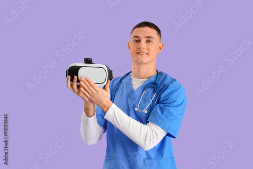 Male doctor with VR glasses...