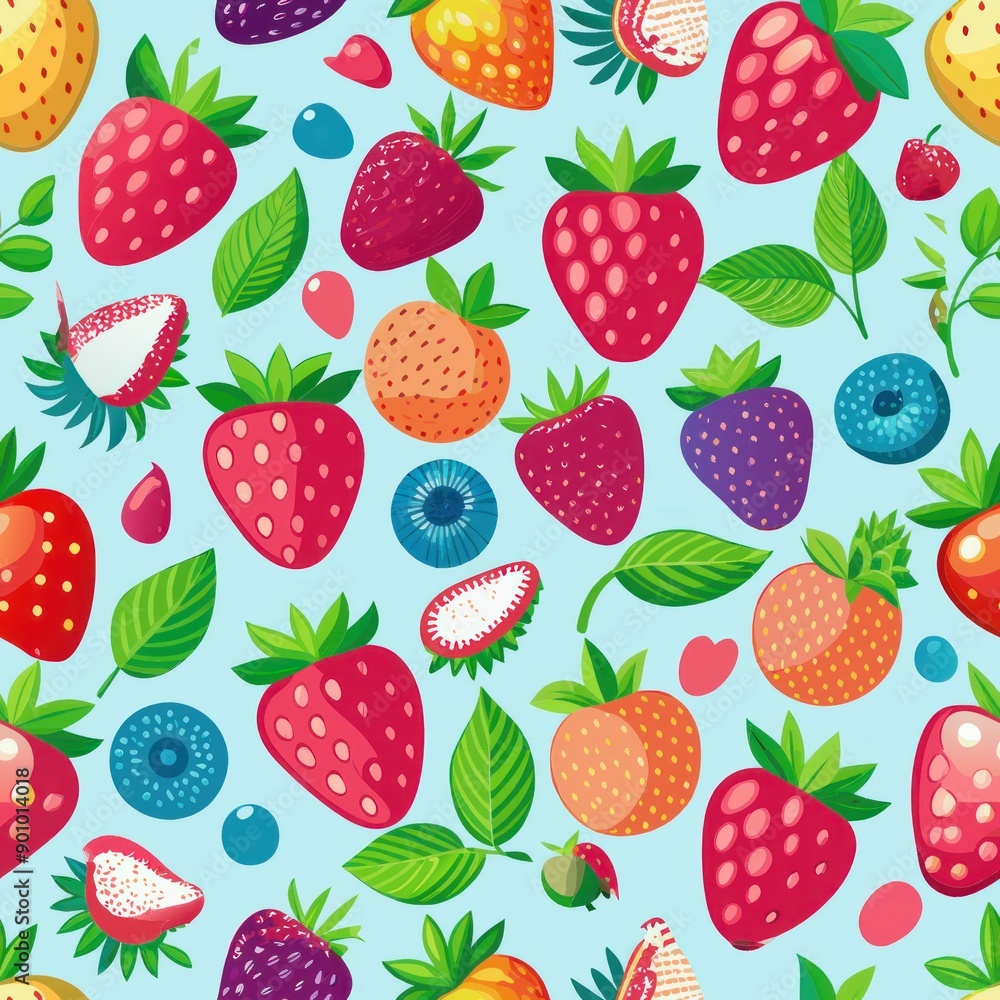 Seamless pattern of vibrant strawberries and raspberries, creating a fresh and fruity design, Generative AI Seamless pattern of vibrant strawberries and raspberries, creating a fresh and fruity design, Generative AI