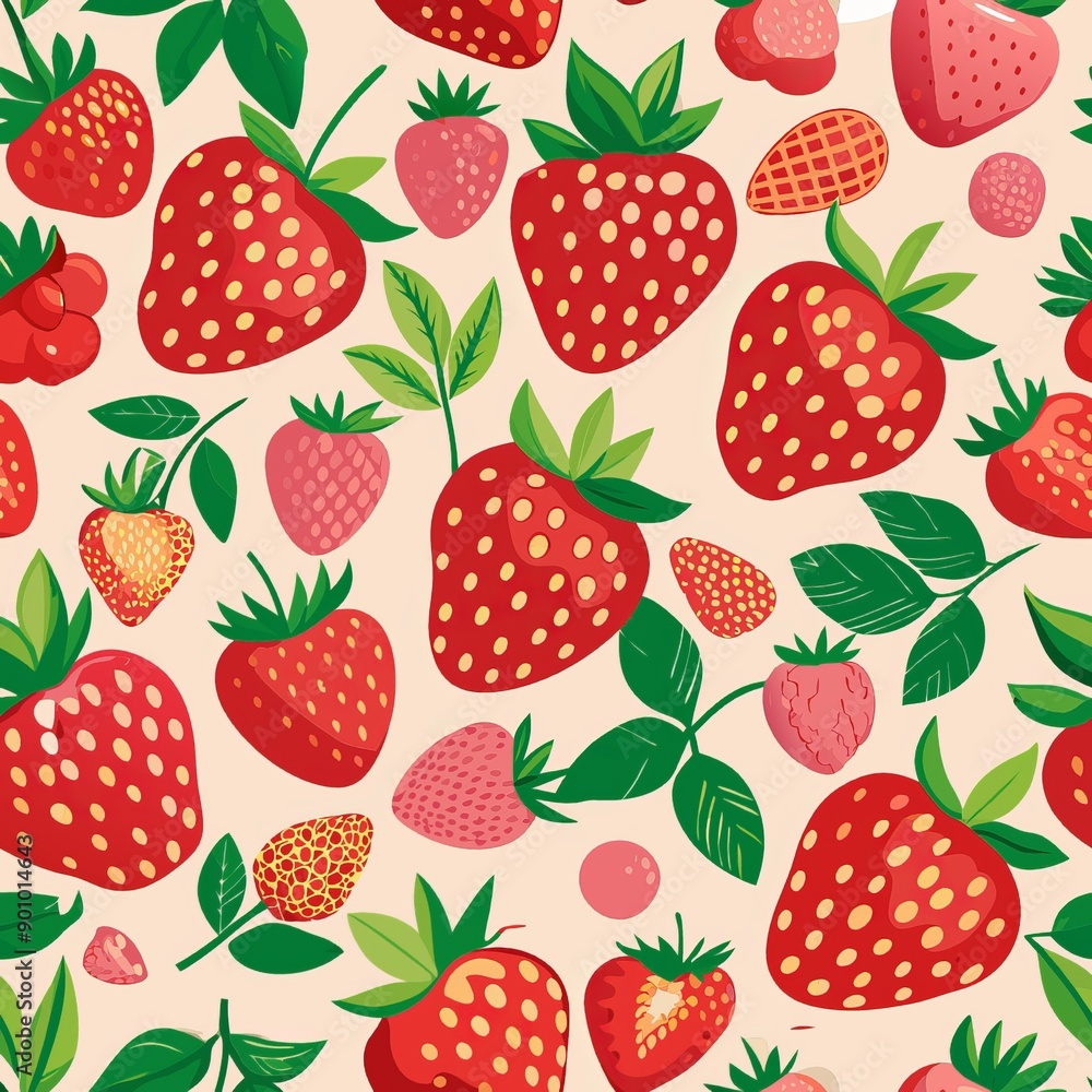 Seamless pattern of vibrant strawberries and raspberries, creating a fresh and fruity design, Generative AI Seamless pattern of vibrant strawberries and raspberries, creating a fresh and fruity design, Generative AI