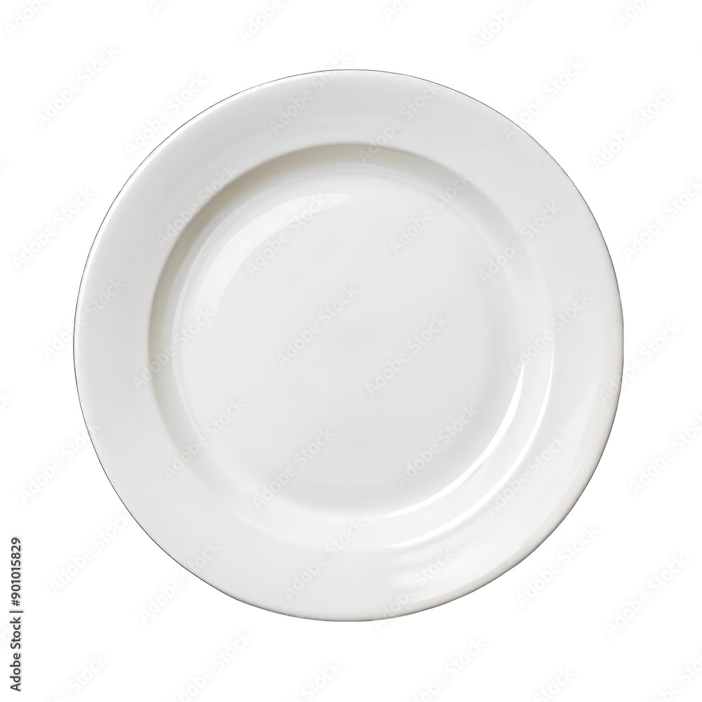 Empty graceful design ceramic plate top view on transparent background Empty graceful design ceramic plate top view on transparent background