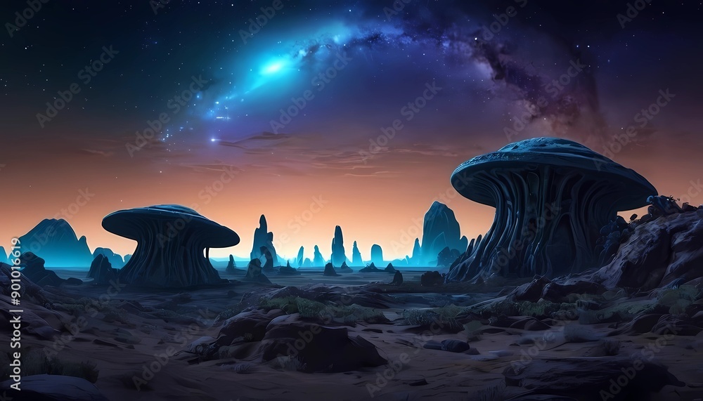 Space mushroom on a planet. Space mushroom on a planet.
